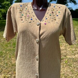 SOLDDDD Vintage Gem Stone Button Down